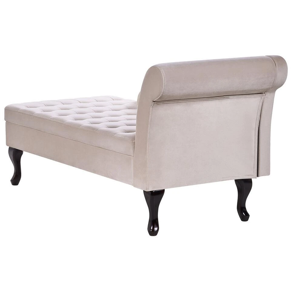 PESSAC - Chaise Longue - Beige - Rechterzijde - Fluweel 10 PESSAC - Chaise Longue - Beige - Rechterzijde - Fluweel - Afbeelding 8