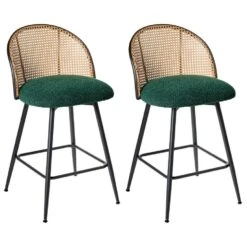 NATHAN - Barkruk Set Van 2 - Groen - 91 Cm - Bouclé -LeenBakker Winkel 62ecd30f31814f95ac06a4567f5f9333