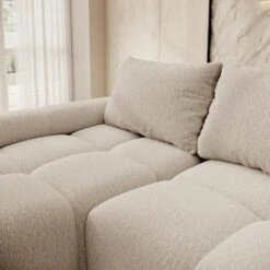 Meubella - Broome - Hoekbank 3-zits - Beige Teddystof - Links -LeenBakker Winkel 6380937ae6db494e9f82e5bcec43788d