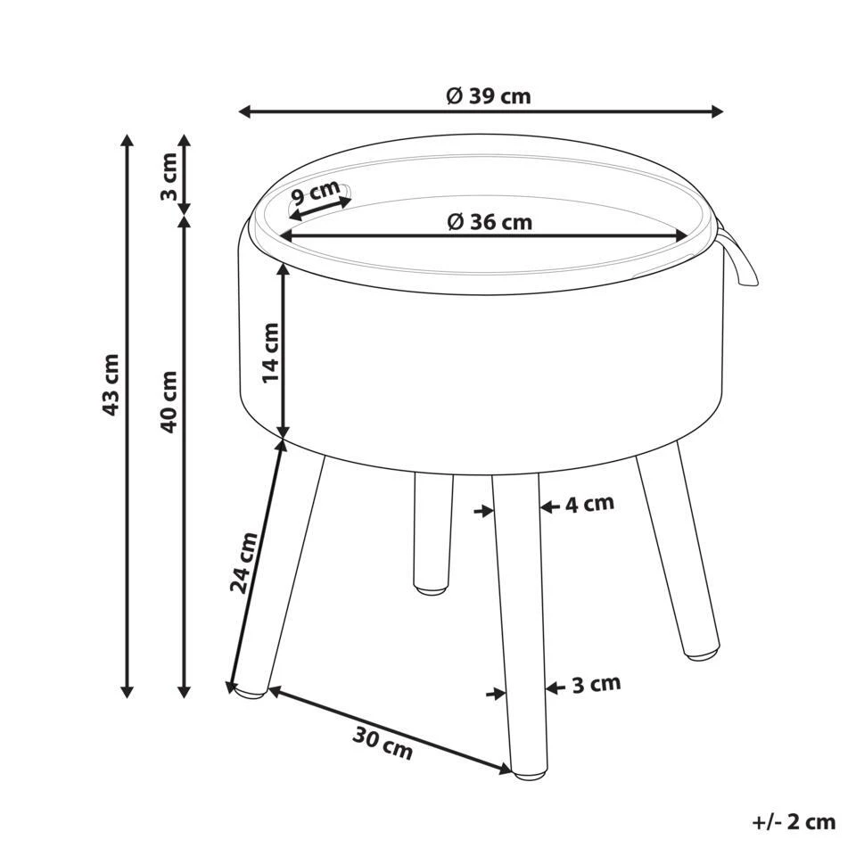 NEELY - Hocker - Beige - Fluweel 6 NEELY - Hocker - Beige - Fluweel - Afbeelding 4