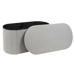Home Deco - Poef - Opbergbox - Ovaal - Grijs - 76 X 38cm -LeenBakker Winkel 65341d171f714095b07fde6d072caa79