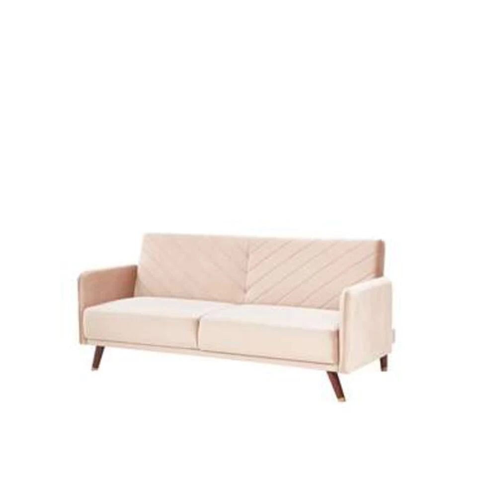 Beliani Driezitsbank - SENJA Beige Fluweel 5 Beliani Driezitsbank - SENJA Beige Fluweel - Afbeelding 3