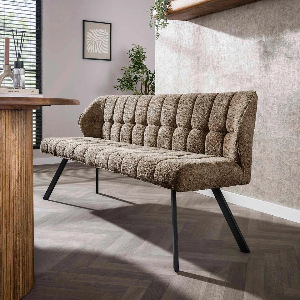 Fraaai - Ramon Eetkamerbank - 180 Cm - Boucle - Taupe 4 Fraaai - Ramon Eetkamerbank - 180 Cm - Boucle - Taupe - Afbeelding 2