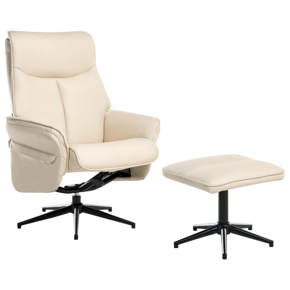 ERATO - Relaxfauteuil Met Voetenbank - Beige - Veganistisch Leer 5 ERATO - Relaxfauteuil Met Voetenbank - Beige - Veganistisch Leer - Afbeelding 3