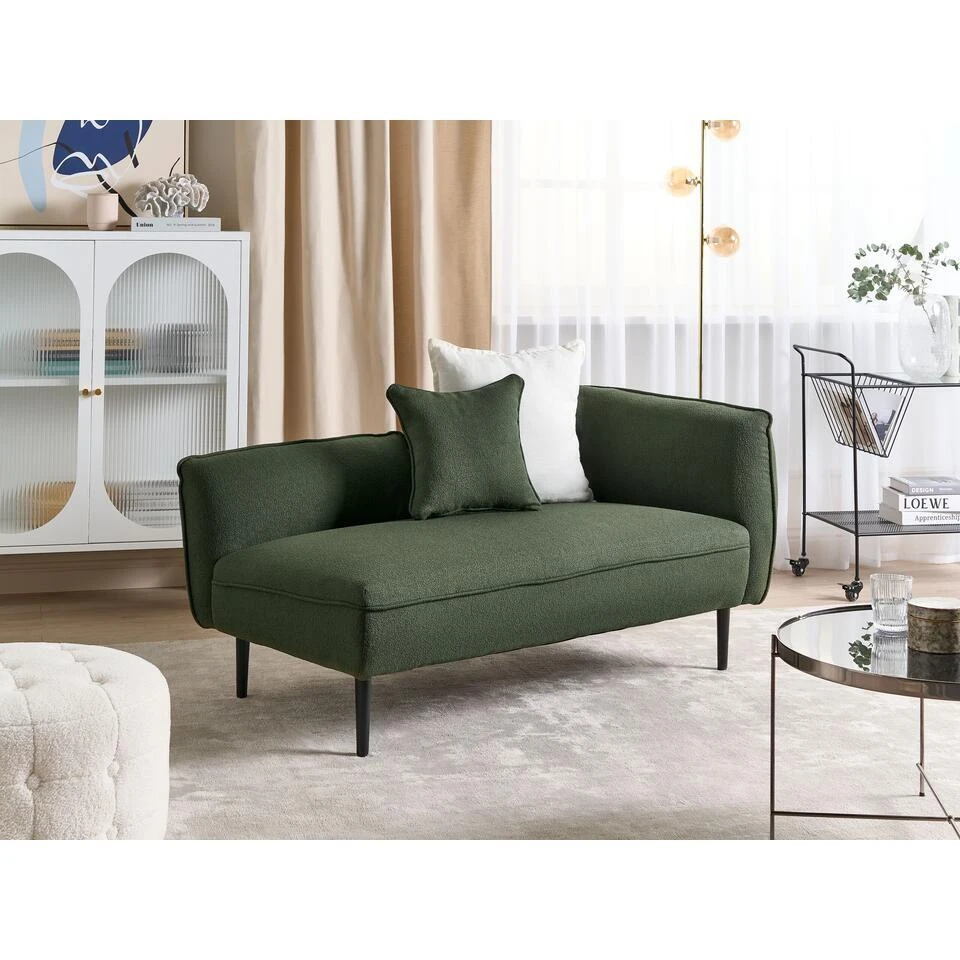 CHEVANNES - Chaise Longue - Groen - Polyester 4 CHEVANNES - Chaise Longue - Groen - Polyester - Afbeelding 2