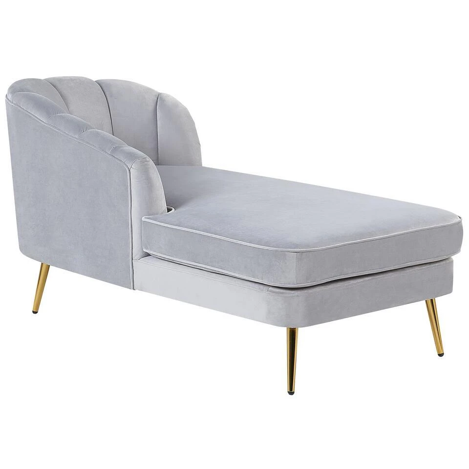 ALLIER - Chaise Longue - Grijs - Rechterzijde - Fluweel 7 ALLIER - Chaise Longue - Grijs - Rechterzijde - Fluweel - Afbeelding 5