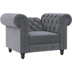 Felix - Fauteuil Chesterfield In Antraciet Fluweel -LeenBakker Winkel 6d8e5903155148239000a256bf430bf7