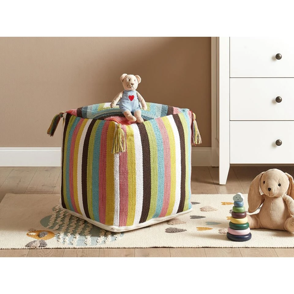 MONEASA - Poef - Meerkleurig - Katoen 4 MONEASA - Poef - Meerkleurig - Katoen - Afbeelding 2