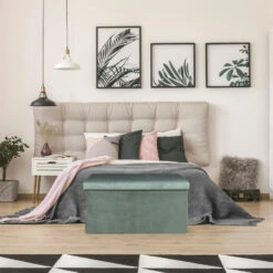 Home Deco Poef Velvet - Opbergbox - Blauw - 76 X 38 Cm -LeenBakker Winkel 714d311d38aa4aa8917eb80da1ac5fa3