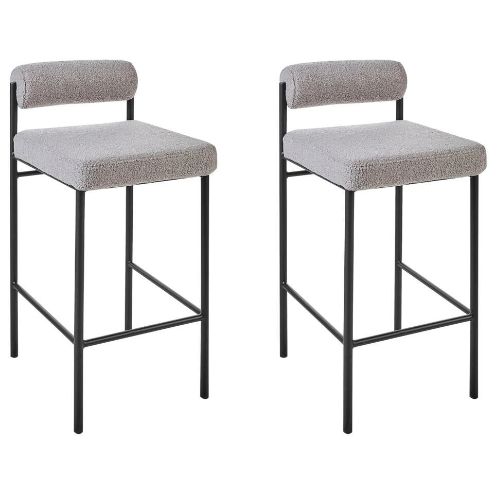 AMAYA - Barkruk Set Van 2 - Grijs - Polyester 7 AMAYA - Barkruk Set Van 2 - Grijs - Polyester - Afbeelding 5