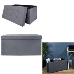 Home Deco Poef Chique - Opbergbox - Grijs - 76 X 38 Cm -LeenBakker Winkel 71bfab1941d64b818ea3611572501f68