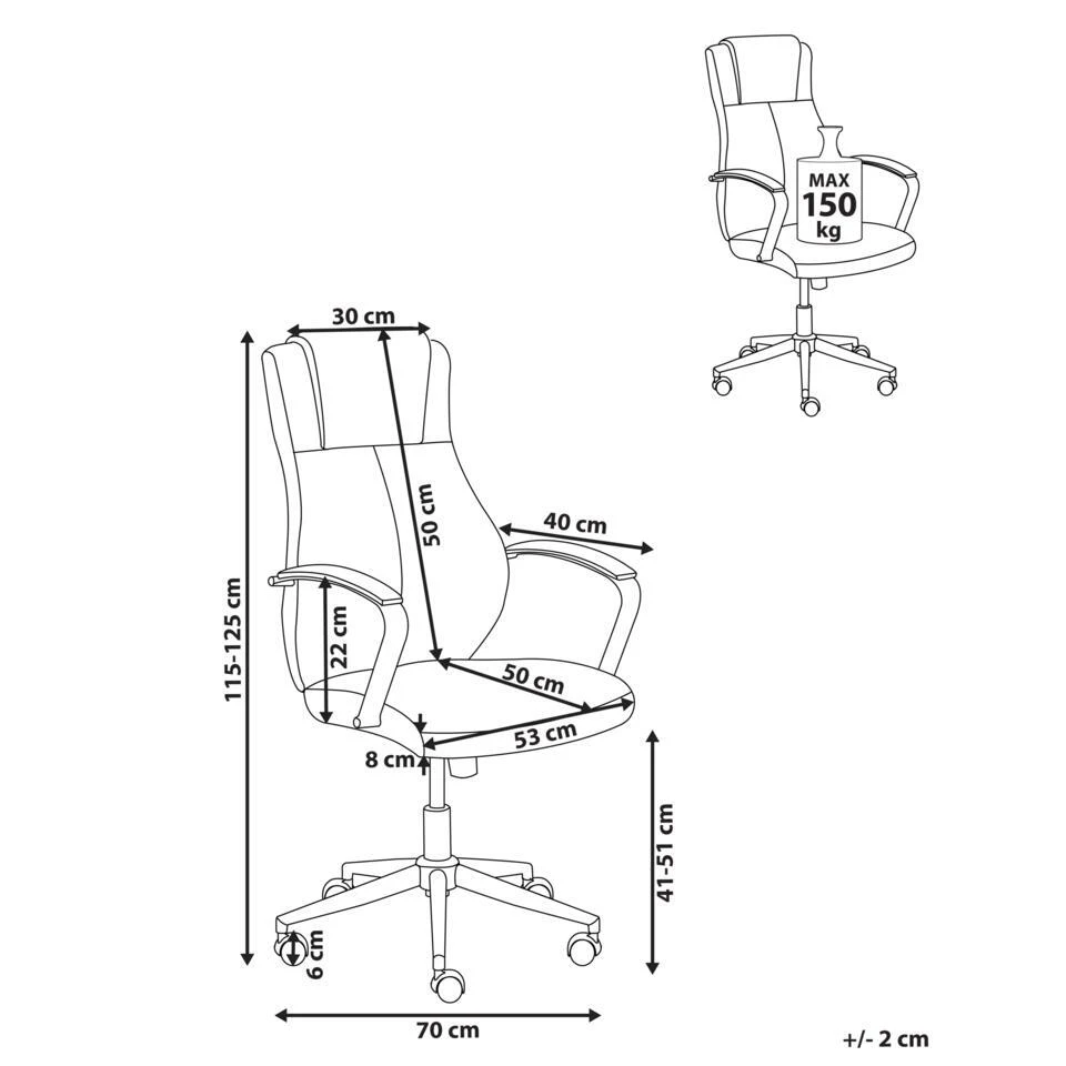 ADEPT - Bureaustoel - Zwart - Kunstleer 6 ADEPT - Bureaustoel - Zwart - Kunstleer - Afbeelding 4