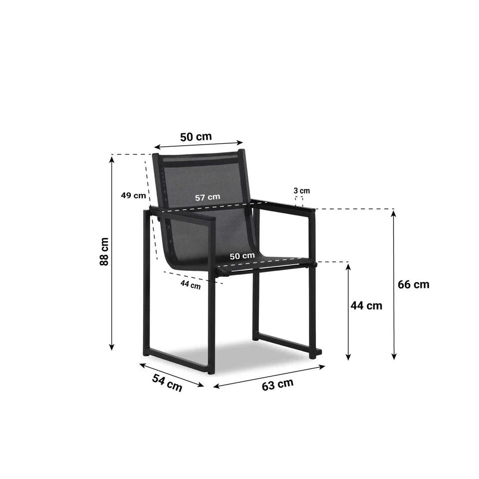 Tuinstoel Stapelbaar Textileen Grijs-antraciet Lifestyle Garden Furniture 4 Tuinstoel Stapelbaar Textileen Grijs-antraciet Lifestyle Garden Furniture - Afbeelding 2