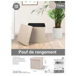Merkloos Urban Living Poef/hocker/opbergbox - Beige - Mdf - 37 X 37 Cm 9 Merkloos Urban Living Poef/hocker/opbergbox - Beige - Mdf - 37 X 37 Cm -LeenBakker Winkel 74d95d9721124ae39311223bede1bc18