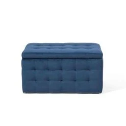 MICHIGAN - Ottomaan - Donkerblauw - Fluweel -LeenBakker Winkel 75ba4b6c5a7b47d8be8b16cbc289bd11