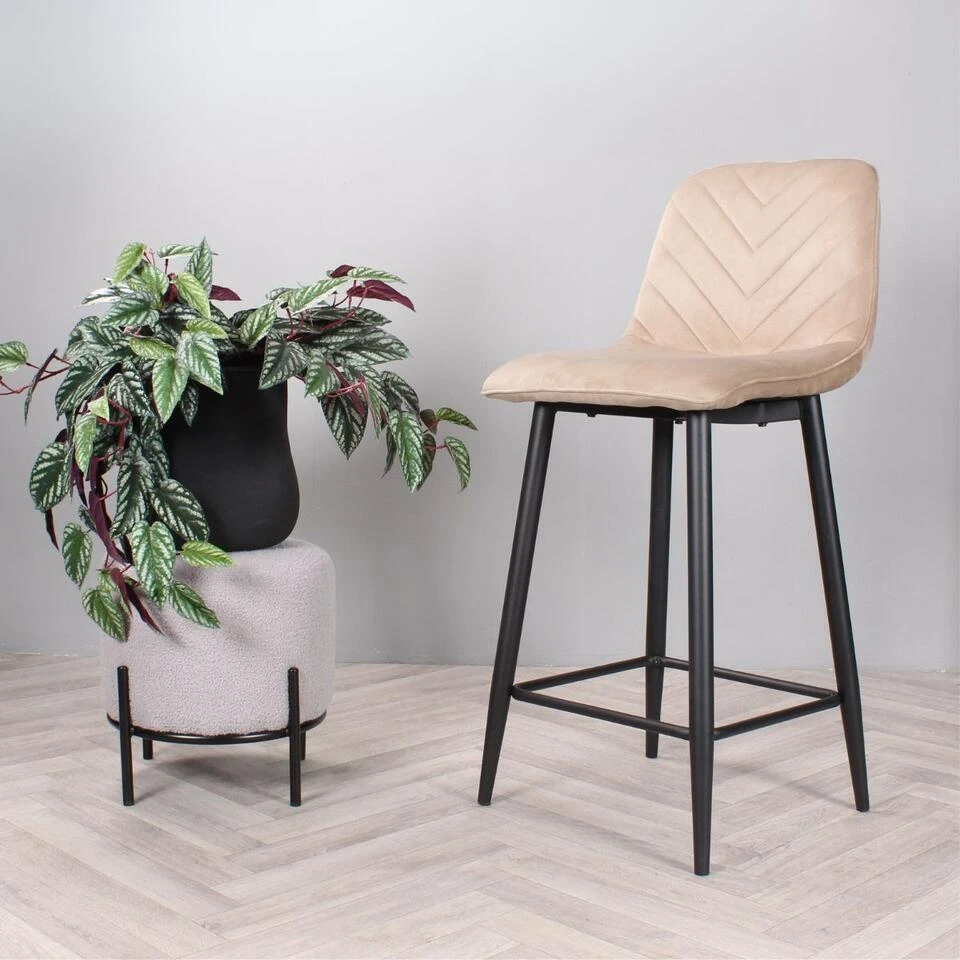 DS4U - Gaby Barkruk Velvet 65 Cm 2.0 - Champagne 4 DS4U - Gaby Barkruk Velvet 65 Cm 2.0 - Champagne - Afbeelding 2