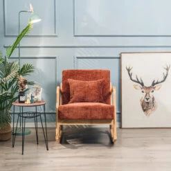 Schommelstoel Van Massief Hout En Terracotta Stof -LeenBakker Winkel 7920ebc98752430480ec9119a1f8fea3