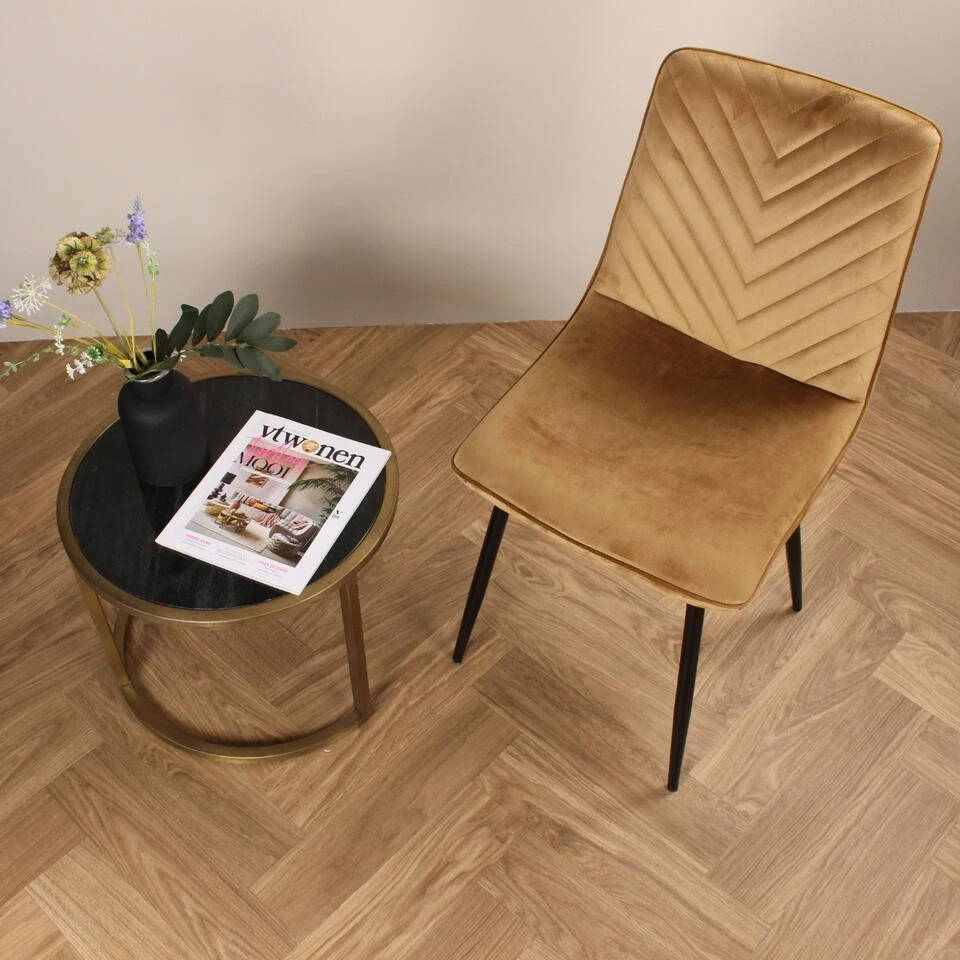 DS4U - Gaby Eetkamerstoel Velvet Goud 9 DS4U - Gaby Eetkamerstoel Velvet Goud - Afbeelding 7