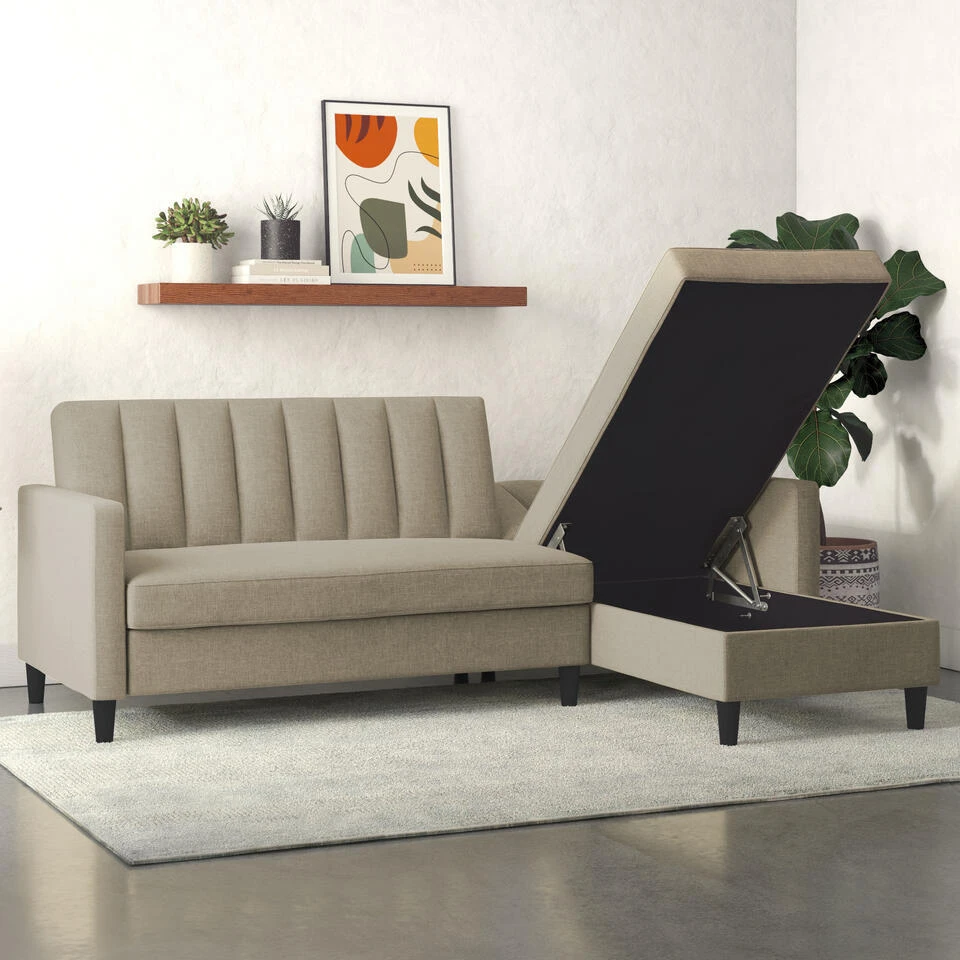 Celine - 3-zits Hoekslaapbank In Cappuccino Stof 5 Celine - 3-zits Hoekslaapbank In Cappuccino Stof - Afbeelding 3