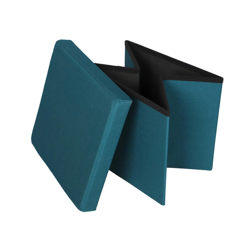 Merkloos Urban Living Poef/hocker/opbergbox - Zeeblauw - Mdf/stof - 38 X 38 Cm 5 Merkloos Urban Living Poef/hocker/opbergbox - Zeeblauw - Mdf/stof - 38 X 38 Cm - Afbeelding 3