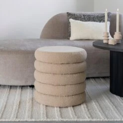 Poef Grijs - Ø44x44cm - Ronde Poef - Poef Brooklyn -LeenBakker Winkel 7dfd5b00a77240a18b8dc30b4309d825