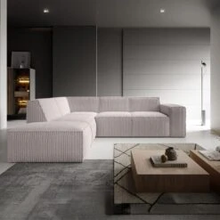 Meubella - Hoekbank Monet - Beige - Fluffy Ribstof - Links -LeenBakker Winkel 7e226ac8115e4c958150163101510083