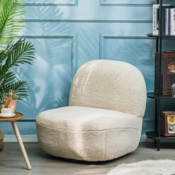 Salonstoel Swivel Van Metaal En Witte Lussen -LeenBakker Winkel 7ed2539258274af2959671930d455003