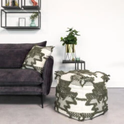 Hoyz Collection - Poef P611 Groen/grijs - 45x25x45 -LeenBakker Winkel 8024ab6af3d94162b884298fea824424