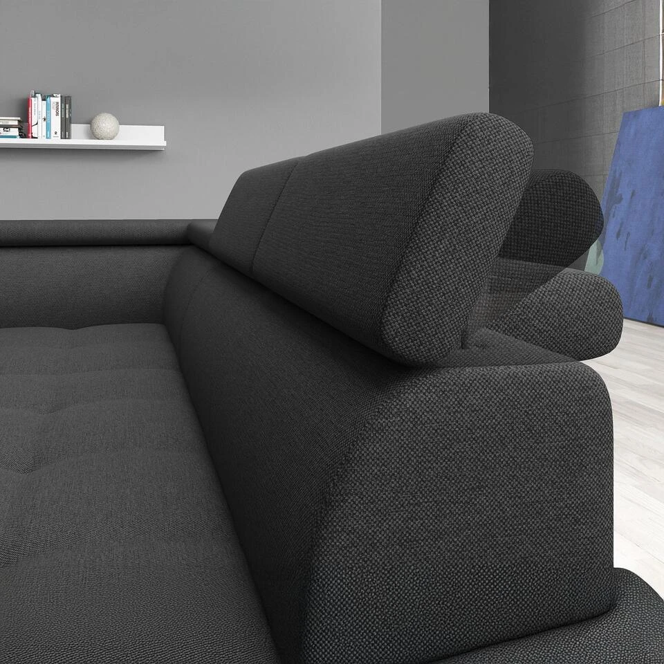 Meubella - Hoekbank Destiny - Zwart - Stof - Links 6 Meubella - Hoekbank Destiny - Zwart - Stof - Links - Afbeelding 4