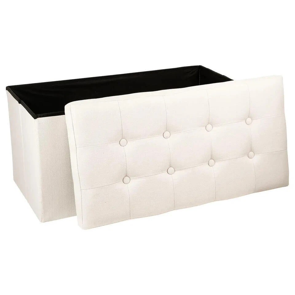 Atmosphera Poef/hocker - Opbergbox - Beige - PU/MDF - 76 X 38 Cm 4 Atmosphera Poef/hocker - Opbergbox - Beige - PU/MDF - 76 X 38 Cm - Afbeelding 2