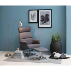 Relaxfauteuil Corsas - Stof - Donkergrijs (incl. Voetenbank) -LeenBakker Winkel 81004318 9052