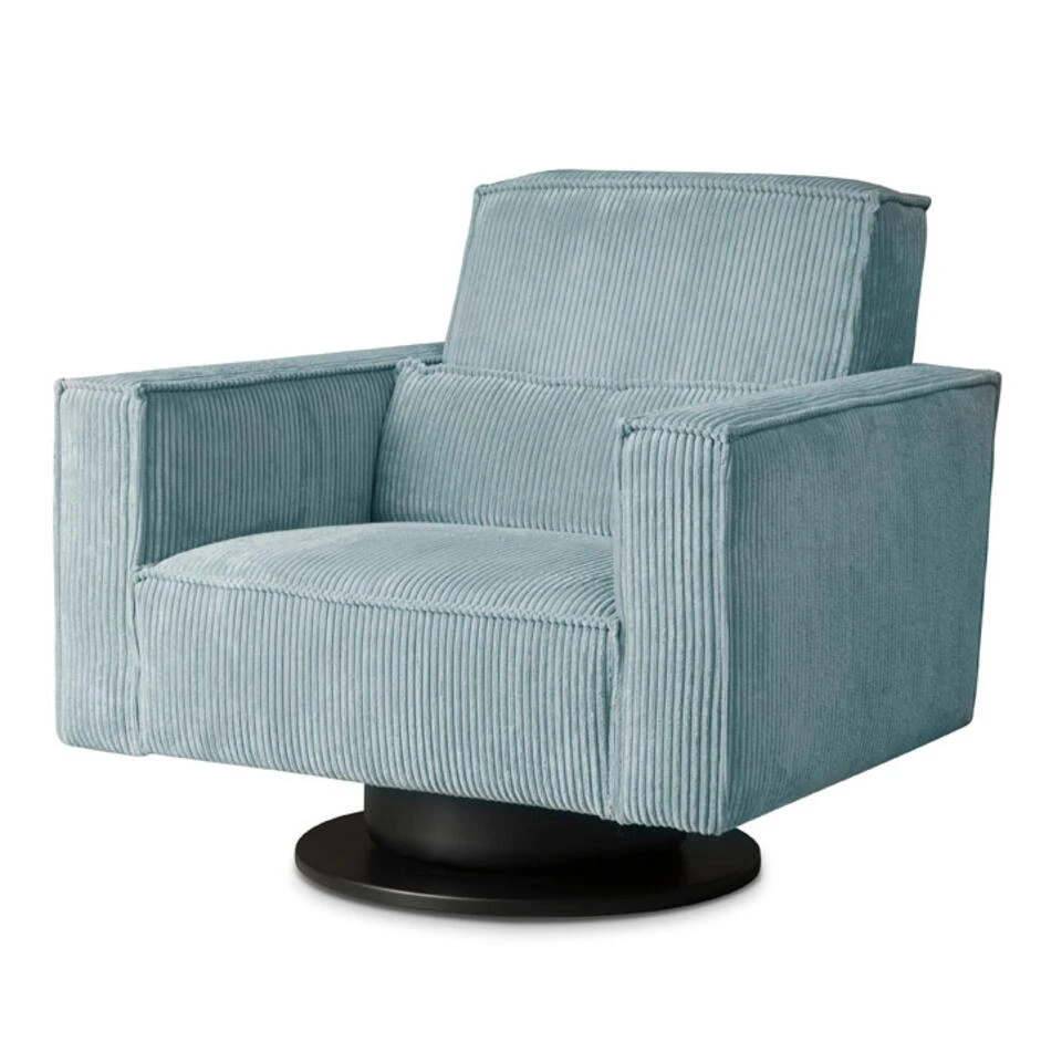 Draaifauteuil Stuttgart Met Armleuning - Ribcord - Ijsblauw/grijs 4 Draaifauteuil Stuttgart Met Armleuning - Ribcord - Ijsblauw/grijs - Afbeelding 2