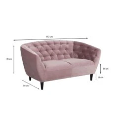 Bank Thyrza 2-zits - Fluweel - Oudroze -LeenBakker Winkel 81017433 6900