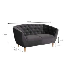 Bank Thyrza 2-zits - Fluweel - Donkergrijs -LeenBakker Winkel 81020424 6900