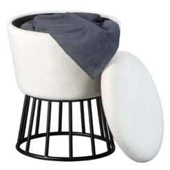 Kruk Ireen - Wit/zwart - 42x34x34 Cm 12 Kruk Ireen - Wit/zwart - 42x34x34 Cm -LeenBakker Winkel 81021745 0300