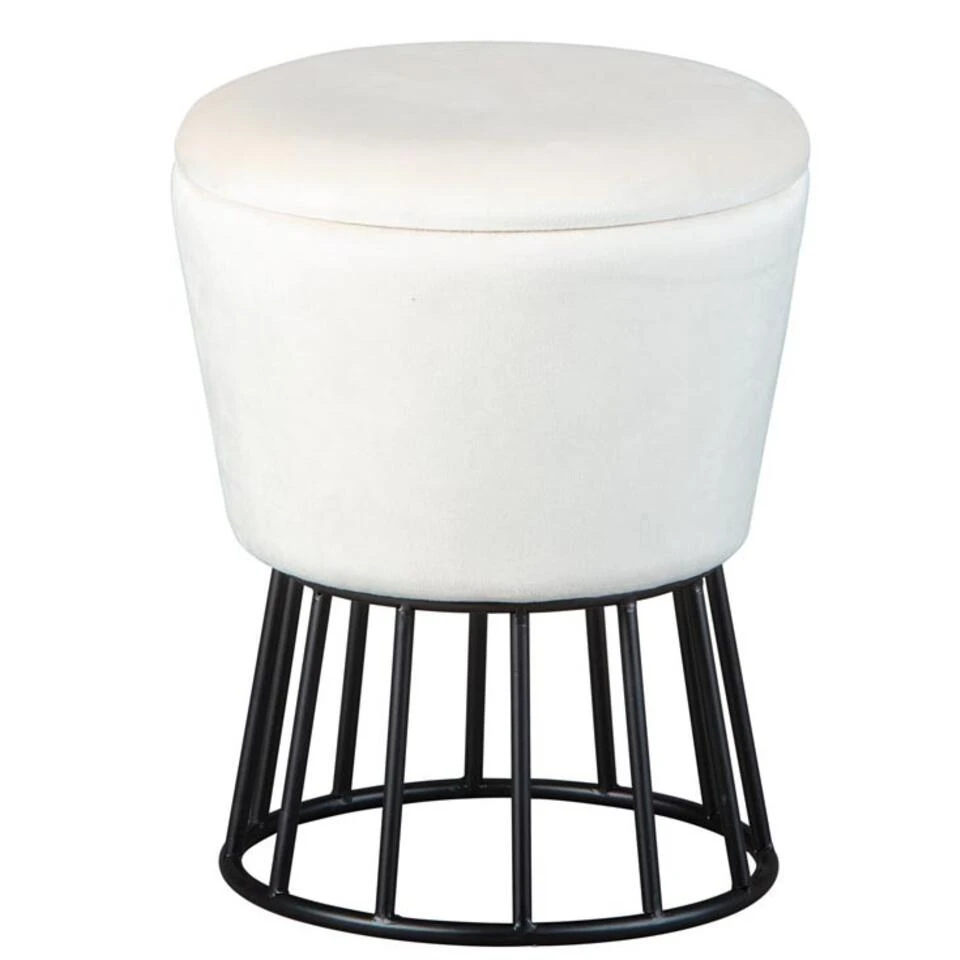 Kruk Ireen - Wit/zwart - 42x34x34 Cm 3 Kruk Ireen - Wit/zwart - 42x34x34 Cm