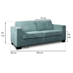 Bank Stuttgart 3-zits - Ribcord - Petrol -LeenBakker Winkel 81023419 9600