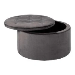 Poef Debussy - Donkergrijs - 35xØ60 Cm -LeenBakker Winkel 81026491 0200