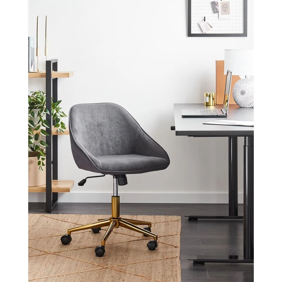 BARDSDALE - Bureaustoel - Donkergrijs - Fluweel 4 BARDSDALE - Bureaustoel - Donkergrijs - Fluweel - Afbeelding 2