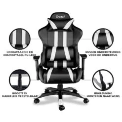 Ocazi Chicago Gaming Stoel - Bureaustoel - Zwart/Wit 13 Ocazi Chicago Gaming Stoel - Bureaustoel - Zwart/Wit -LeenBakker Winkel 832169bdad66456a92f91f8096b56bab