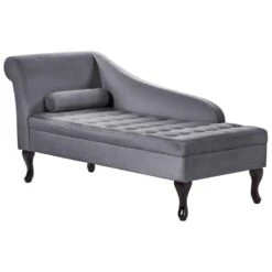 PESSAC - Chaise Longue - Donkergrijs - Linkerzijde - Fluweel -LeenBakker Winkel 8331d67e3f92480794caebd2ec70149b