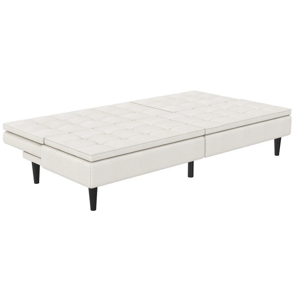 Maine - Slaapbank In Crèmekleurige Ribstof 6 Maine - Slaapbank In Crèmekleurige Ribstof - Afbeelding 4