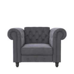 Felix - Fauteuil Chesterfield In Antraciet Fluweel -LeenBakker Winkel 84c1924d52894a7ab20ebd69b783f30e