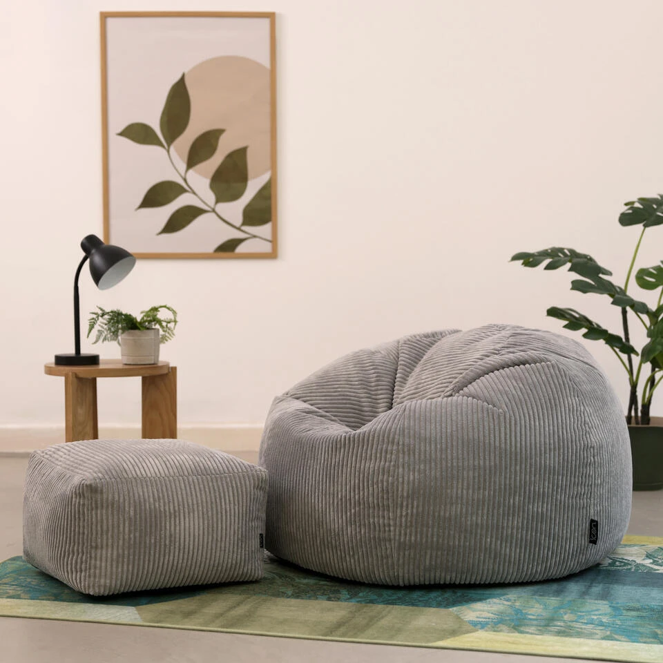 Icon Zitzak En Poef Kingston - Corduroy Zitzak - Grijs 5 Icon Zitzak En Poef Kingston - Corduroy Zitzak - Grijs - Afbeelding 3