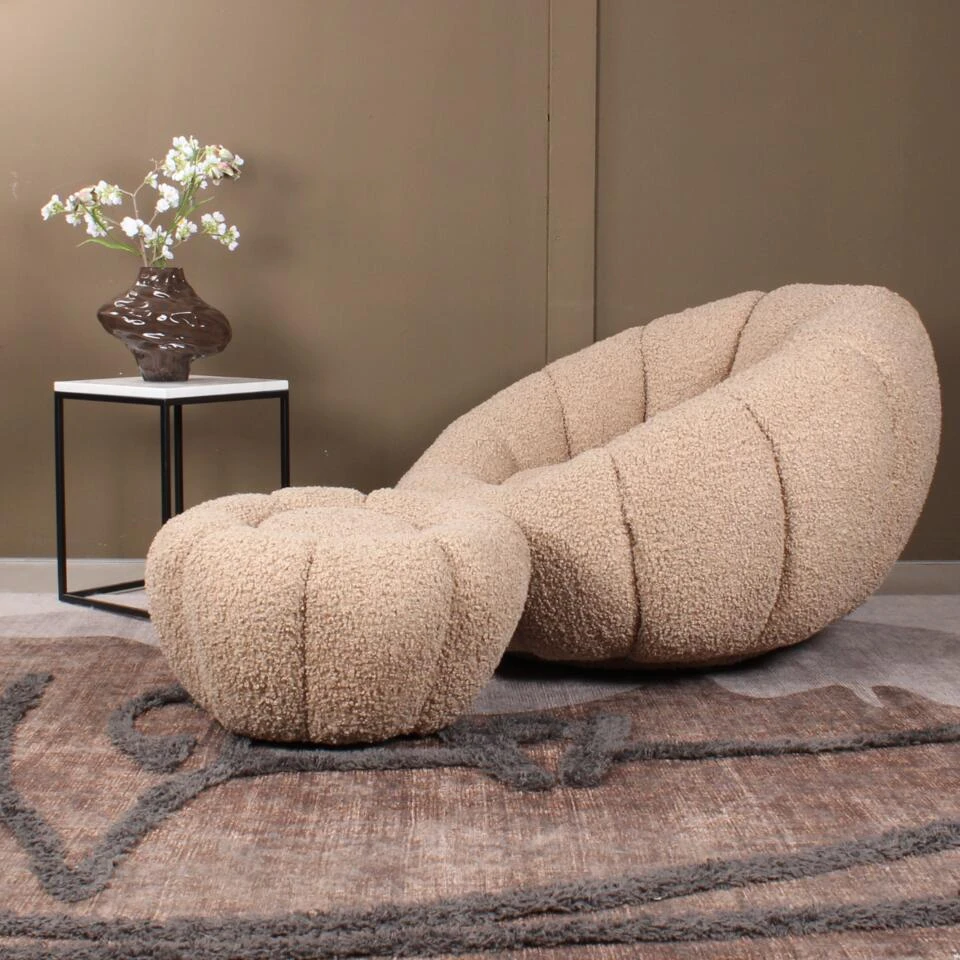 DS4U - Olivia Fauteuil Set Teddy - Beige 7 DS4U - Olivia Fauteuil Set Teddy - Beige - Afbeelding 5