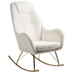 GULSELE - Schommelstoel - Gebroken Wit - Bouclé -LeenBakker Winkel 86d078c3324f4a76aec96b4695229621