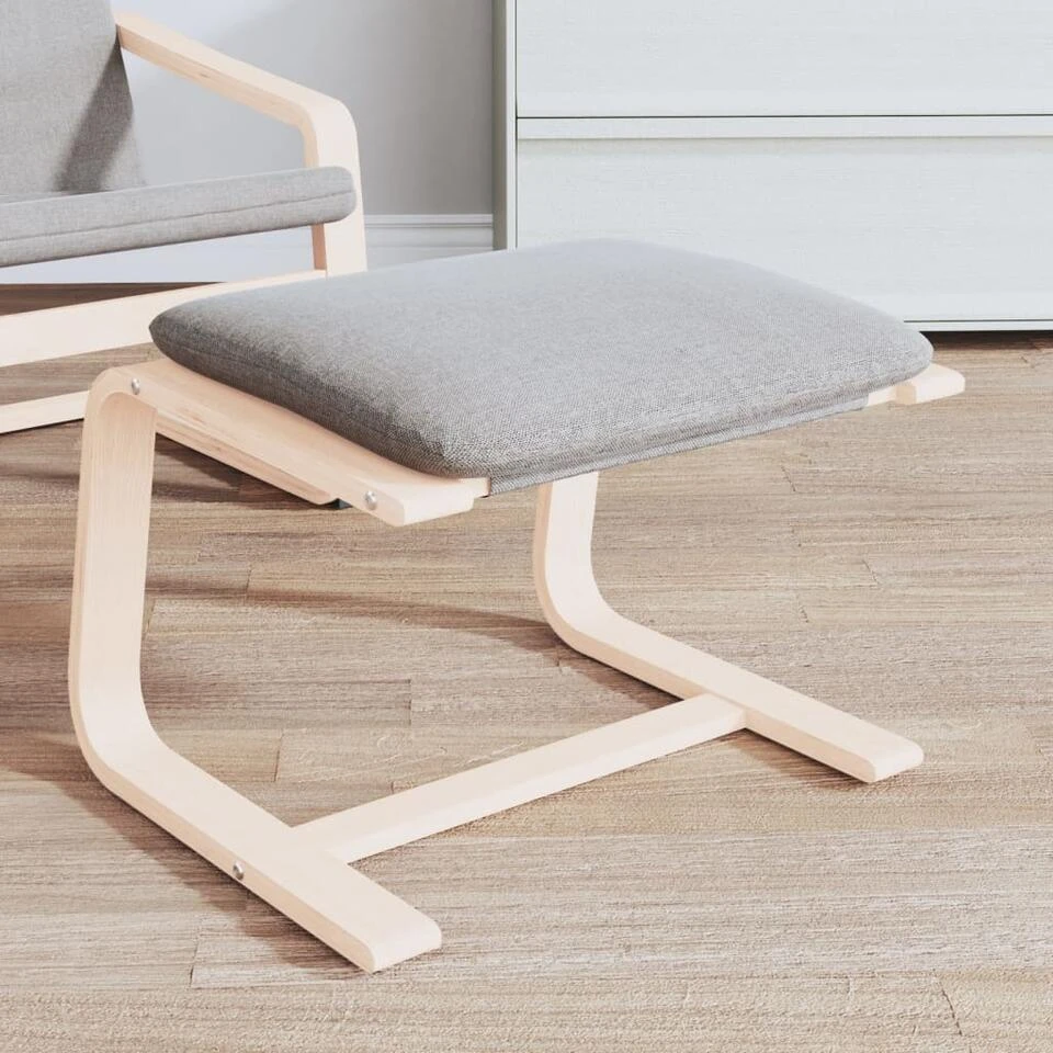 VidaXL - Voetenbank - Grijs - Stof 4 VidaXL - Voetenbank - Grijs - Stof - Afbeelding 2