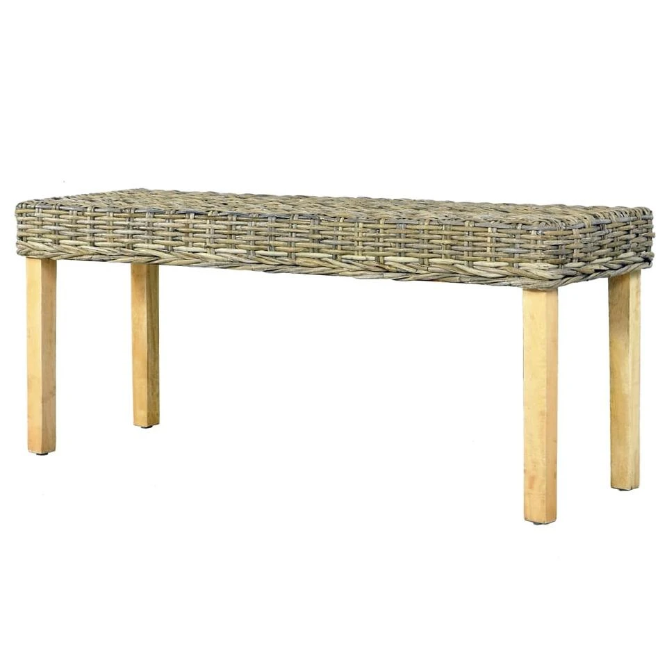 VidaXL Bankje 110 Cm Natuurlijk Kubu Rattan En Massief Mangohout 6 VidaXL Bankje 110 Cm Natuurlijk Kubu Rattan En Massief Mangohout - Afbeelding 4