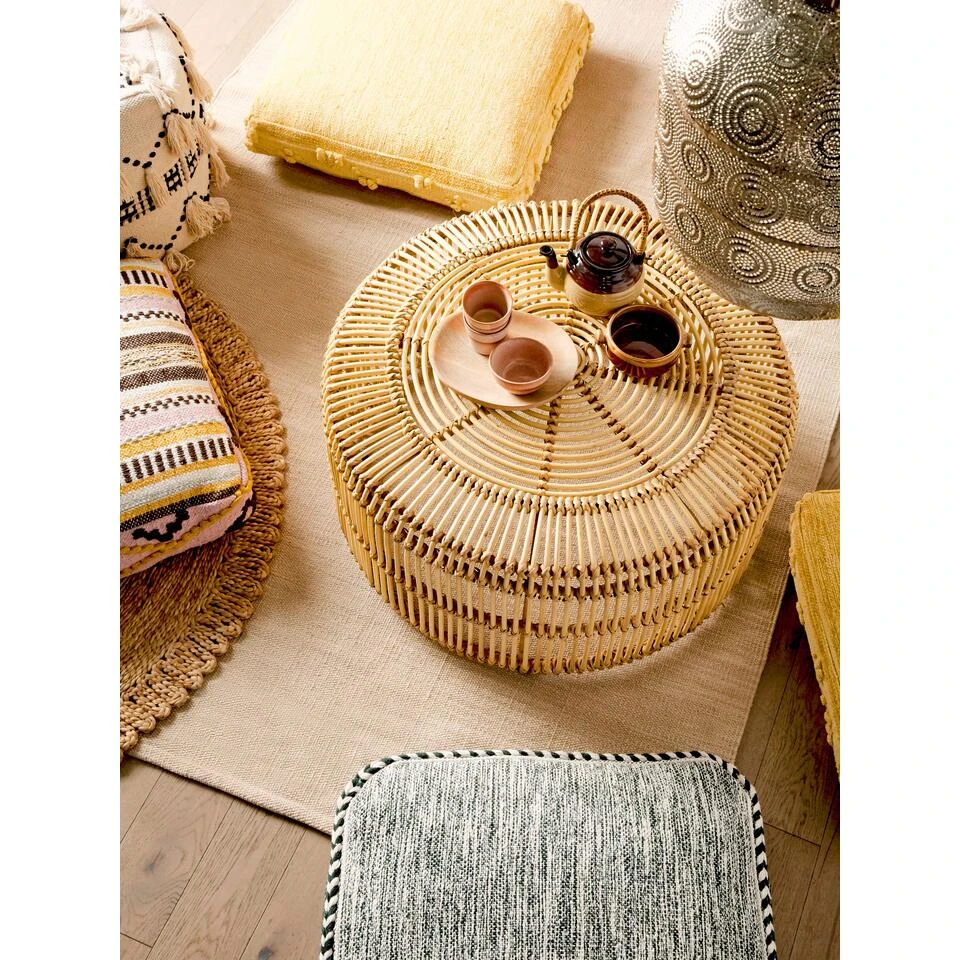 Beliani Poef CLONE - Geel Katoen 6 Beliani Poef CLONE - Geel Katoen - Afbeelding 4