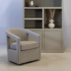 Fauteuil Bouclé Taupe - Zithoogte 46,5cm - 75x73x77cm -LeenBakker Winkel 8992aabc727f4aea934221fd20b20520